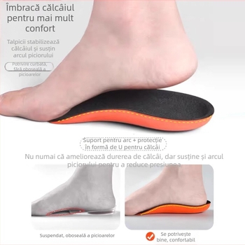 Insertii pentru muncă și stat prelungit fără oboseală, pentru dureri de călcâi și fasită plantară, absorbție a șocurilor, suport moale pentru călcâi, anti-derapare, unisex