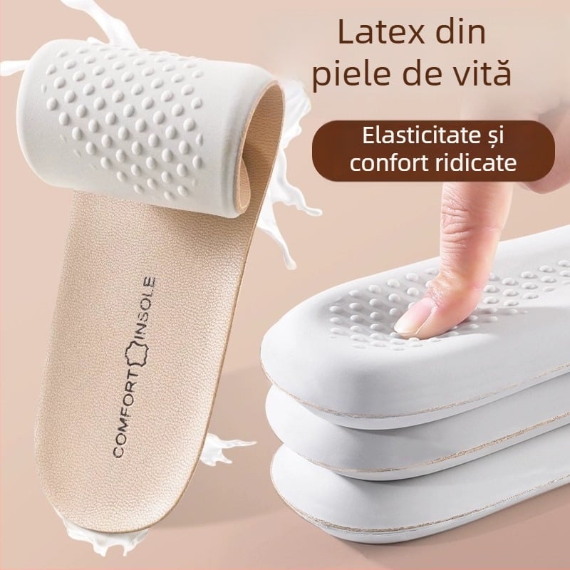Tălpi interioare unisex din piele de vițel cu latex, extrem de moi, absorbante la transpirație, amortizoare, pentru confort pe tot parcursul zilei