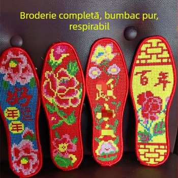Tălpi din in cu broderie completă, căptușeală mai groasă, absorbție de umiditate și control al mirosurilor, talpă integrală, model A, mărimi EU 34–46 (lungimea piciorului 22.5–27.5 cm), unisex, pentru toate tipuri de pantofi, marca Xuanwu Mountain