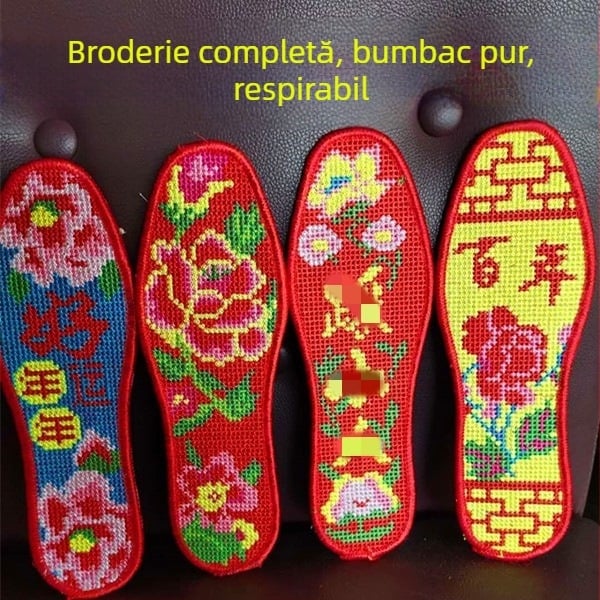 Tălpi din in cu broderie completă, căptușeală mai groasă, absorbție de umiditate și control al mirosurilor, talpă integrală, model A, mărimi EU 34–46 (lungimea piciorului 22.5–27.5 cm), unisex, pentru toate tipuri de pantofi, marca Xuanwu Mountain