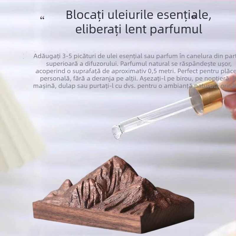 Difuzor de aromă din agarwood, cu design vârf de munte, din lemn