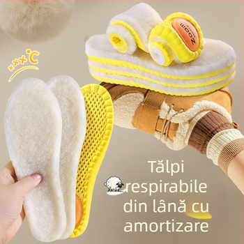 Talpă pentru pantofi din lână, pentru iarnă - calde, absorb transpirația, deodorizante, respirabile, antiderapante, masaj, antifungice, ameliorează oboseala la stat îndelungat.