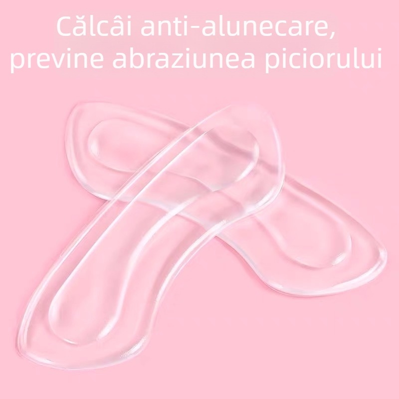 PU transparent pentru călcâi, cu spate autoadeziv — protecție împotriva frecării și alunecării, talpă de jumătate de mărime, pentru femei și bărbați