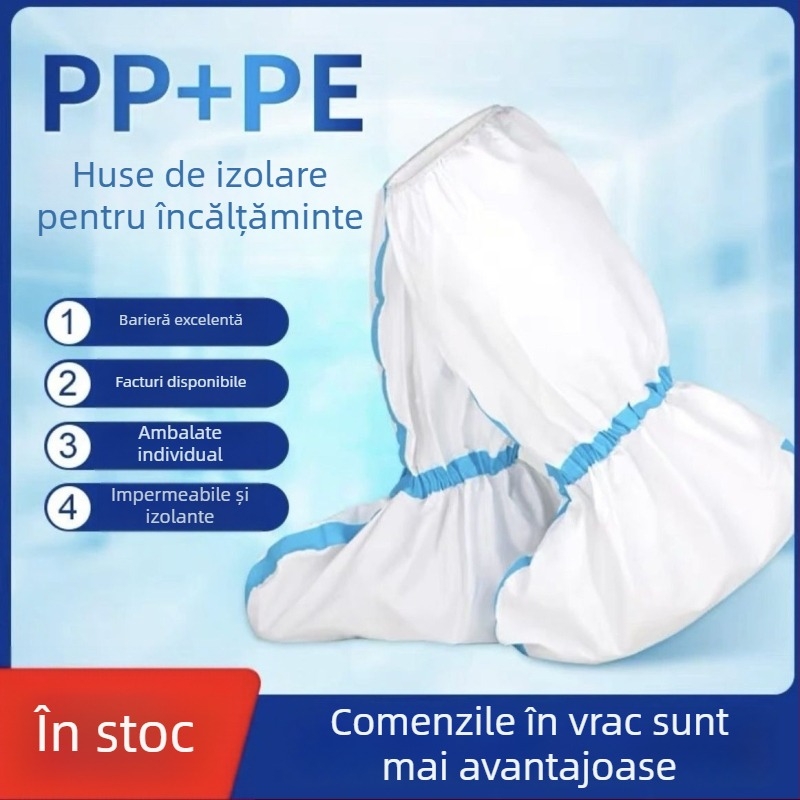 Coveruri de încălțăminte de unică folosință, înalte, cu dungi albastre, izolație, impermeabile, protecție împotriva murdăriei și prafului