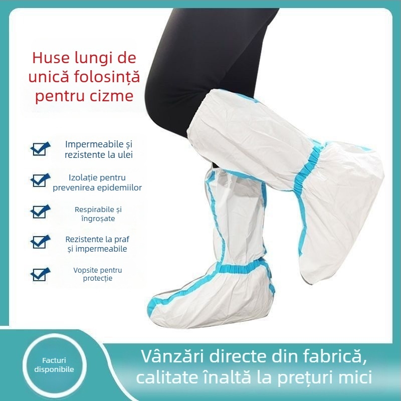 Coveruri de încălțăminte de unică folosință, înalte, cu dungi albastre, izolație, impermeabile, protecție împotriva murdăriei și prafului