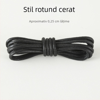 Șnururi cerate pentru pantofi din piele, negre și maro, rotunde, subțiri; pentru bărbați și femei.
