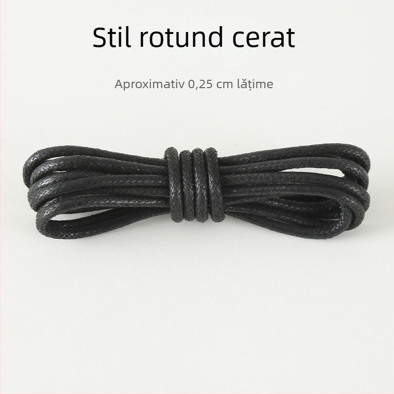 Șnururi cerate pentru pantofi din piele, negre și maro, rotunde, subțiri; pentru bărbați și femei.