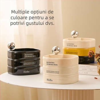 Cutie pentru bijuterii cu mai multe niveluri, rotativă, pentru birou sau comodă – organizator colorat pentru cosmetică și bijuterii