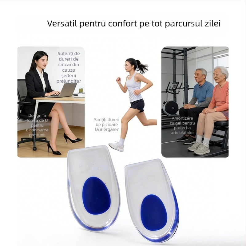 Insertii de creștere a înălțimii călcâiului din PU silicon, transparente, multicolore — confortabile, anti-miros, absorbție de șoc, design concav-convex al călcâiului