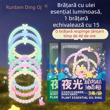 Brățară strălucitoare cu ulei esențial pentru copii și adulți, protecție împotriva țânțarilor în aer liber, cu lichid repelent