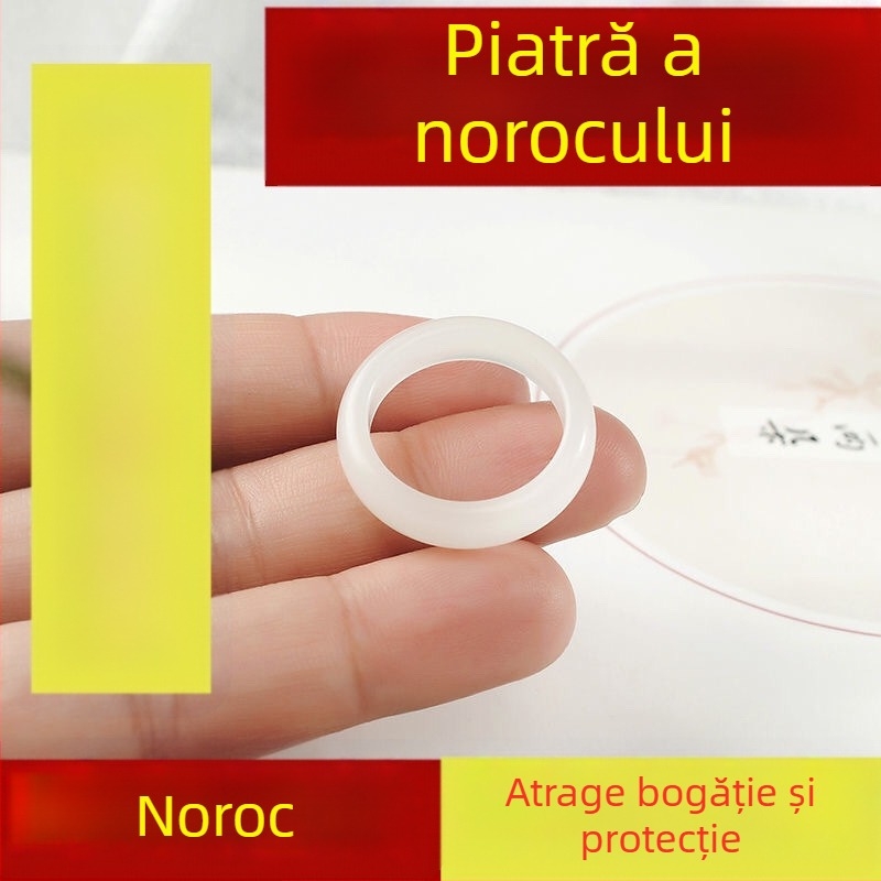 Inel din jad alb de înaltă calitate, finisat, pentru cupluri (bărbați și femei)