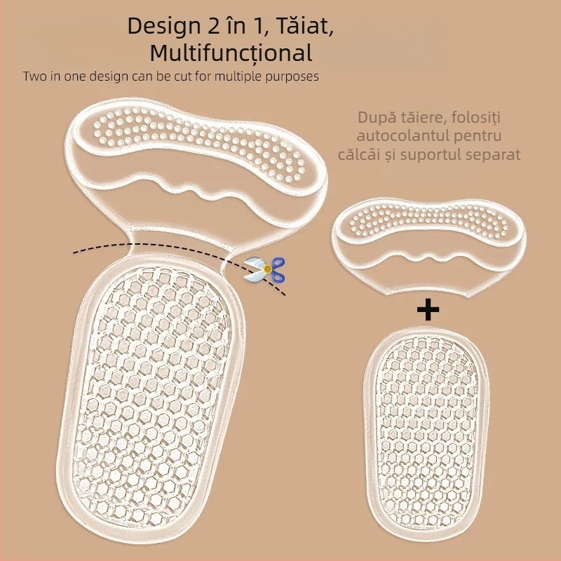Paduri gel pentru calcai, 2-in-1 pentru tocuri inalte, moi, rezistente la uzură, antiderapante, masaj, autoadezive, tălpi semi-întregi