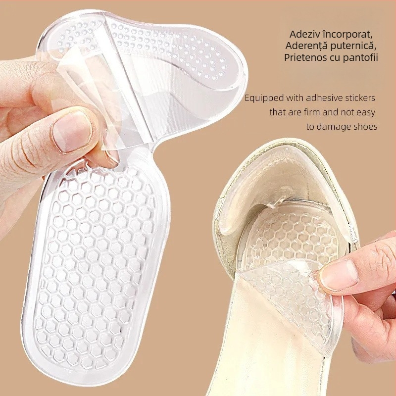 Paduri gel pentru calcai, 2-in-1 pentru tocuri inalte, moi, rezistente la uzură, antiderapante, masaj, autoadezive, tălpi semi-întregi