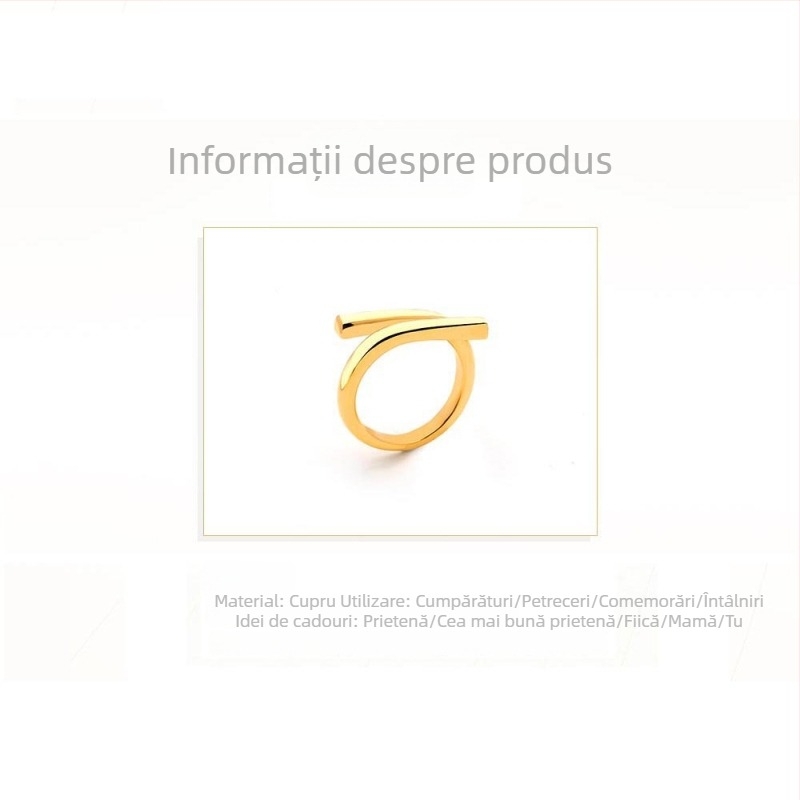 Inel geometric din cupru, placat cu electroplacare – accesoriu de modă unisex