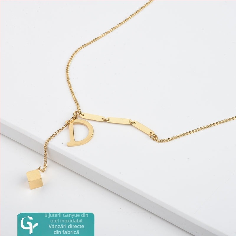 Lanț din oțel inoxidabil, placare electroplată, pandantiv cu litere și cifre, design minimalist, versatil