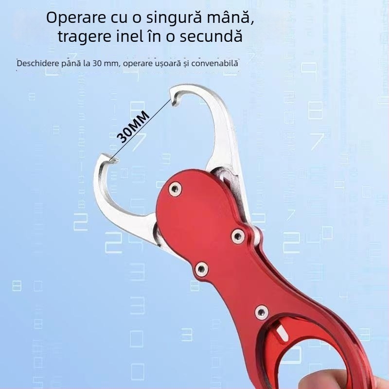 Clește de pescuit din aliaj de aluminiu, cu cântar integrat, pentru prinderea și manipularea peștilor