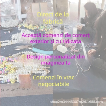 Colier Zhou Shang cu ursuleț drăguț, perle de imitatie și mărgele de orez pe lanț decolteu