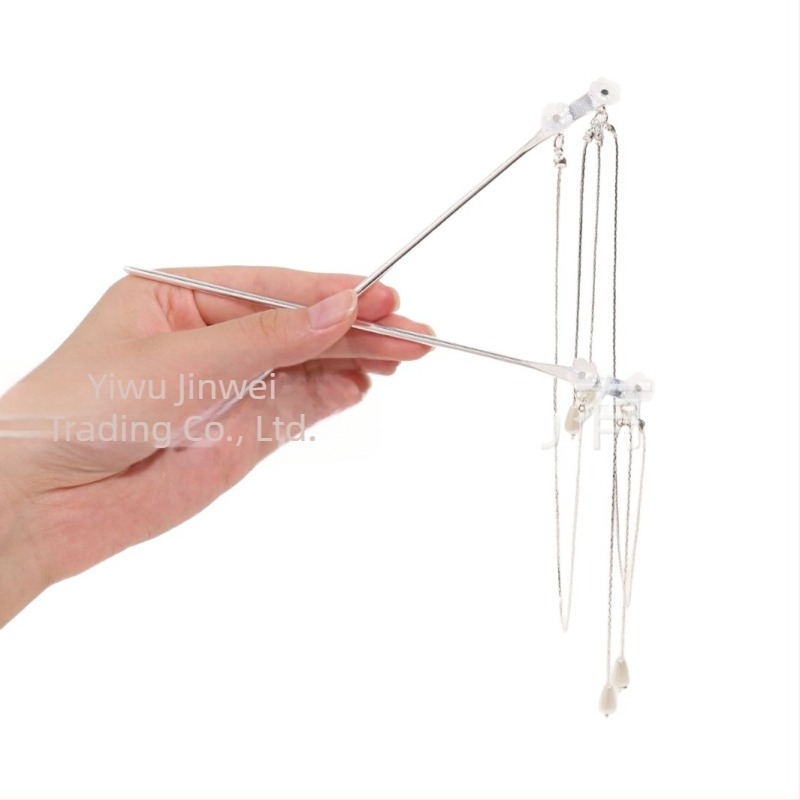 Cleme pentru păr cu floare dublă și lanț cu ciucuri, din metal argintiu, stil antic