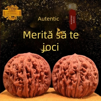 Amuletă din nuc natural, cu cap de leu sculptat, motiv qilin, design cu patru turnuri