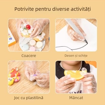 Mănuși de unică folosință pentru copii, grad alimentar, transparente, groase, pentru bucătărie și catering, mărime universală