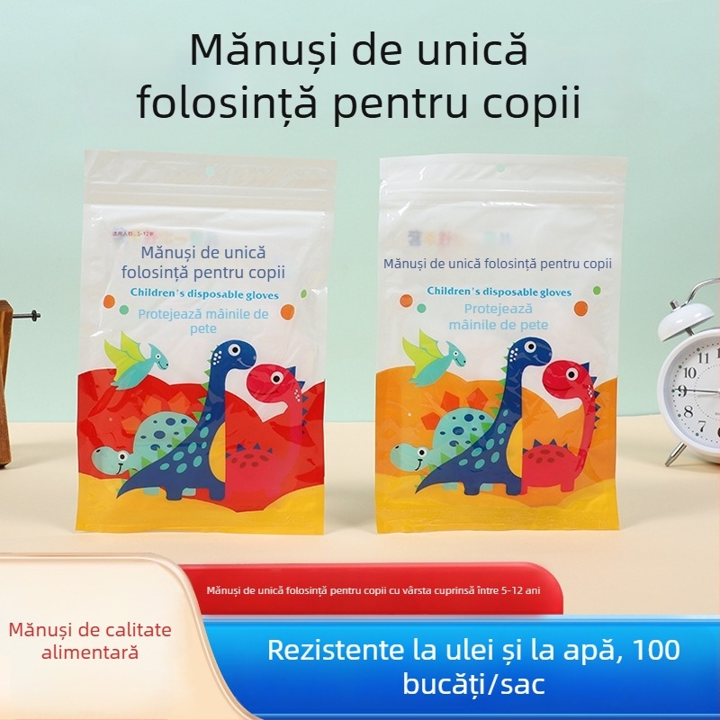 Mănuși de unică folosință pentru copii, grad alimentar, transparente, groase, pentru bucătărie și catering, mărime universală