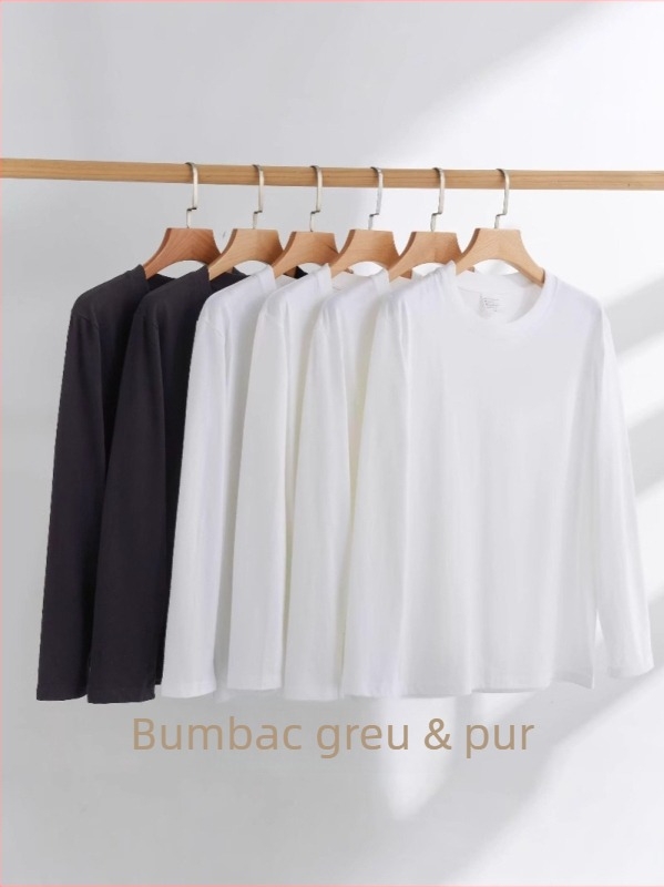 Tricou unisex din bumbac gros, mâneci lungi, croi lejer, strat de bază pentru primăvară, toamnă și iarnă 2025, 200G