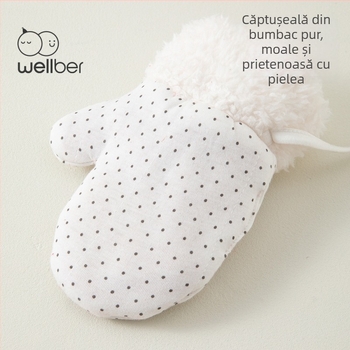 Wilberu Mănuși roșii pentru bebeluți, calde, rezistente la vânt, căptușite cu fleece și groase, pentru toamnă și iarnă, 6–36 de luni