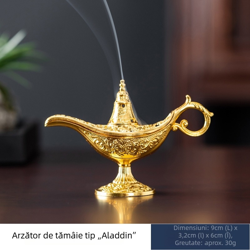 Incensieră în formă de lampă Aladin, din aliaj de zinc, motiv Kirin cu nori, parfum agarwood, decor pentru ceremonia ceaiului