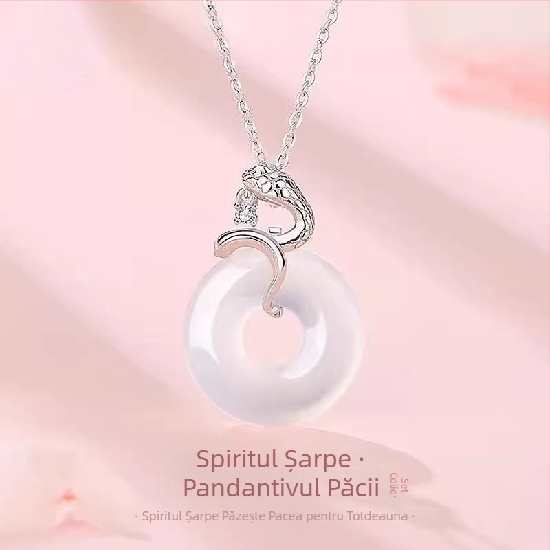 Colier cu șarpe-spirit pentru femei, stil chinezesc nou, pandantiv amulet pentru pace, lanț pentru claviculă, cadou pentru prietenă în Anul Șarpelui