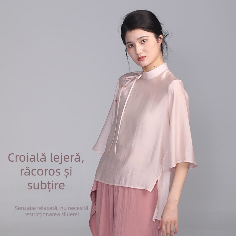 Top clasic de practică în dans, pentru purtare zilnică, croială lejeră care subțiază silueta, dans modern în stil chinezesc