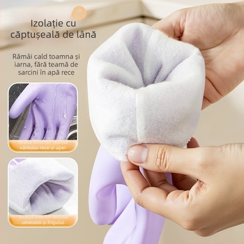 Mănuși de spălat vase, calde de iarnă, din latex, căptușite cu fleece, groase, pentru bucătărie și treburile gospodăriei