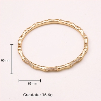 Brățară elegantă cu segmente din bambus pentru femei, design rafinat, zirconiu strălucitor, accesoriu sofisticat