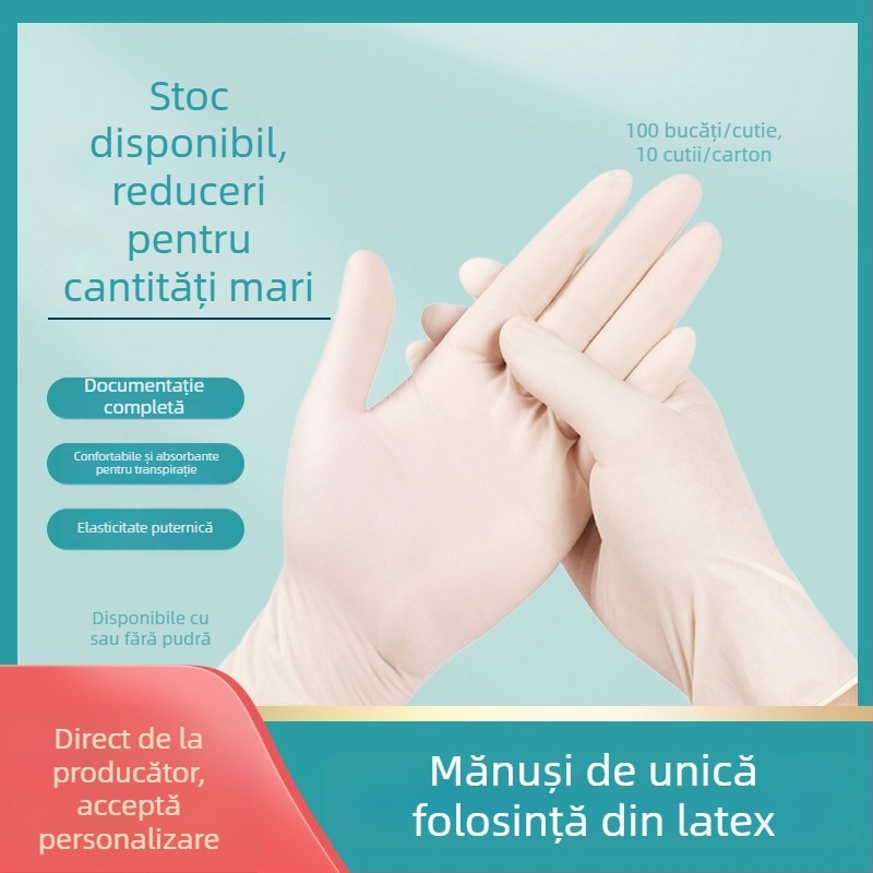 Mănuși din latex, pentru alimente, îngroșate, de unică folosință, antiderapante, durabile, fără pudră, pentru uz casnic