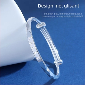Brățară Lucky pentru femei din cupru alb, cu execuție de precizie, brățară reglabilă cu alunecare, bijuterii minimalist de vară, design unic