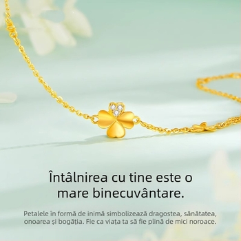Brățară pentru femei cu trifoi cu patru foi, mărgele rotunde, lux ușor, design de nișă, modernă și elegantă pentru purtare zilnică