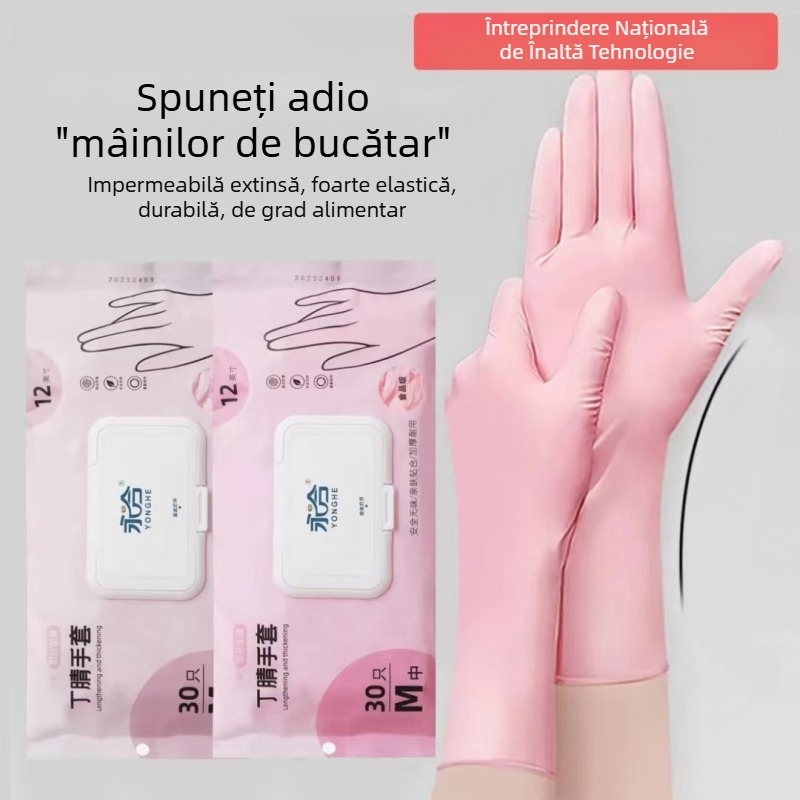 Mănuși de spălat vase pentru bucătărie, lungi și groase, rezistente la uzură, cu o potrivire strânsă, impermeabile, pentru spălat vase, spălat rufe și treburile casnice