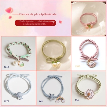 Set de elastice pentru păr și bentiță cu senzație premium, dulce și stilat pentru fete, accesorii pentru păr pentru coadă de cal înaltă