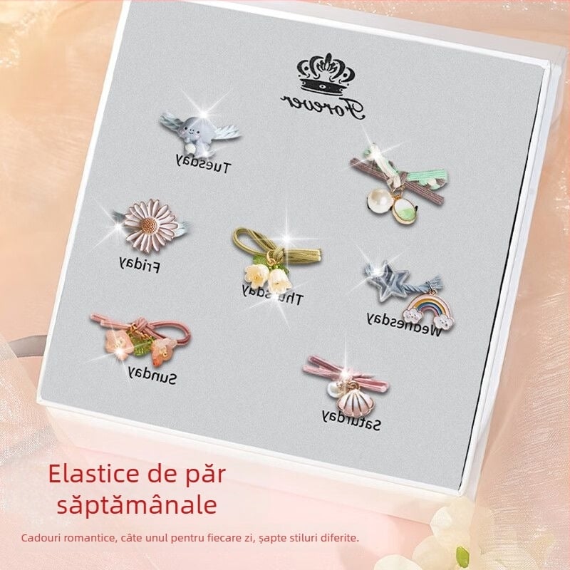 Set de elastice pentru păr și bentiță cu senzație premium, dulce și stilat pentru fete, accesorii pentru păr pentru coadă de cal înaltă