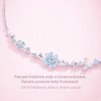 Brățară din argint 925 cu trifoi cu patru foi pentru femei, design discret de nișă, delicată și elegantă, cadou de Ziua Îndrăgostiților pentru prietenă