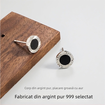Argint 925, cercei cu știft negri pentru bărbați, inspirați de Instagram, design geometric minimalist