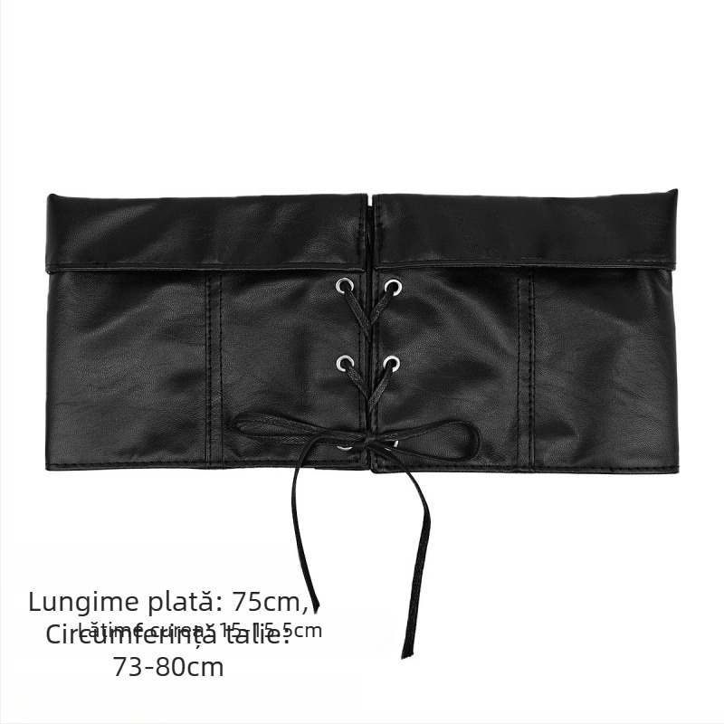 Centură foarte lată din piele artificială, accesoriu versatil pentru cămăși, fuste și pulovere