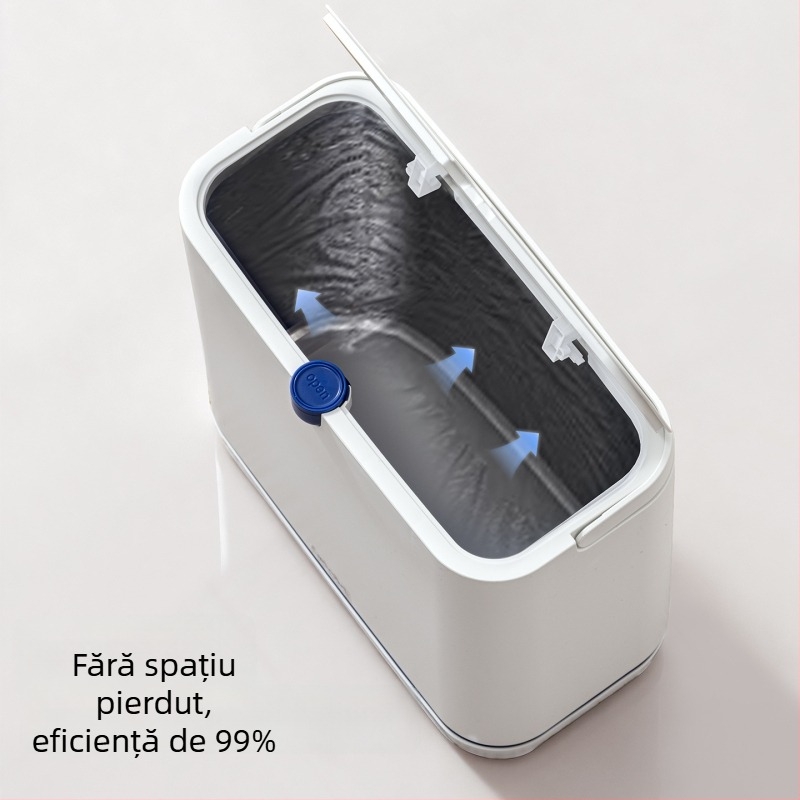 Coș de gunoi casnic cu capac și sistem de atașare prin aderență, 10 L, pentru baie, toaletă, sufragerie și bucătărie, spații înguste, model nou 2026