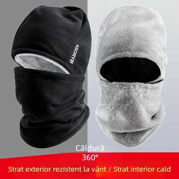 Acoperire de cap pentru ciclism de iarnă, rezistentă la vânt și caldă, căptușită cu fleece, groasă, multifuncțională, protecție pentru urechi și gât, unisex