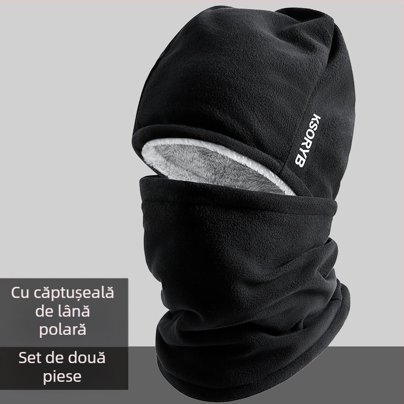 Acoperire de cap pentru ciclism de iarnă, rezistentă la vânt și caldă, căptușită cu fleece, groasă, multifuncțională, protecție pentru urechi și gât, unisex