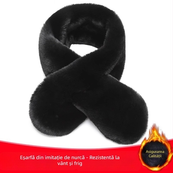 Șal bărbătesc din blană sintetică imitată nurcă, gros și cald pentru iarnă