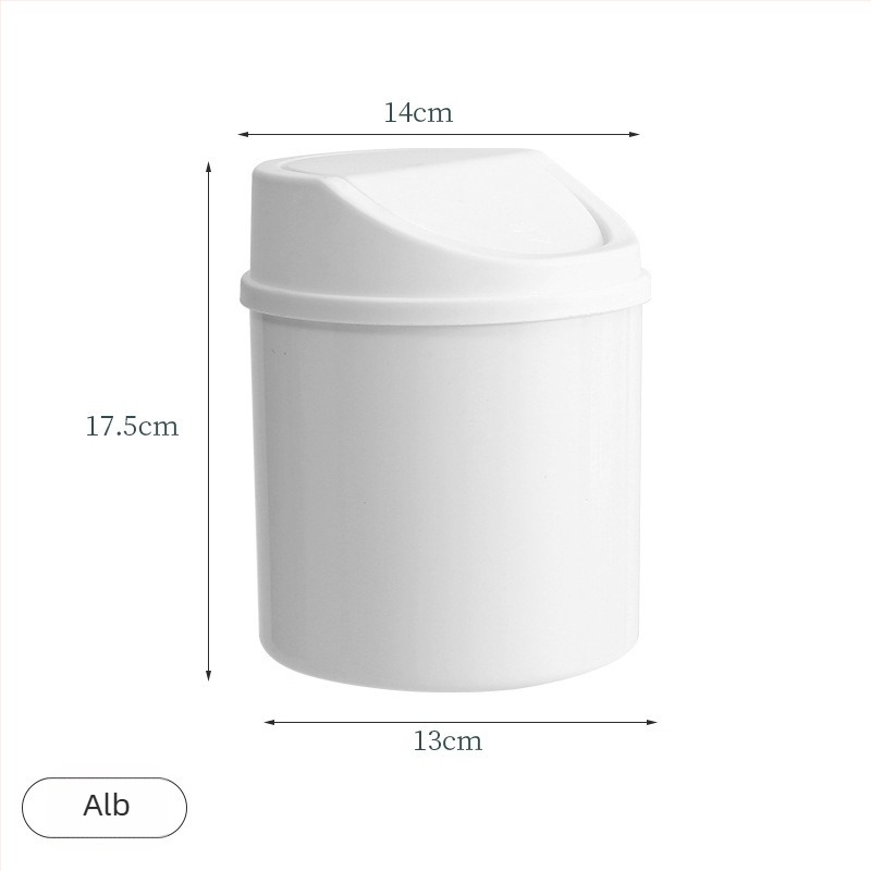 Coș de gunoi de birou din plastic cu capac basculant, mini coș de gunoi pentru uz casnic, în stil european pentru sufragerie