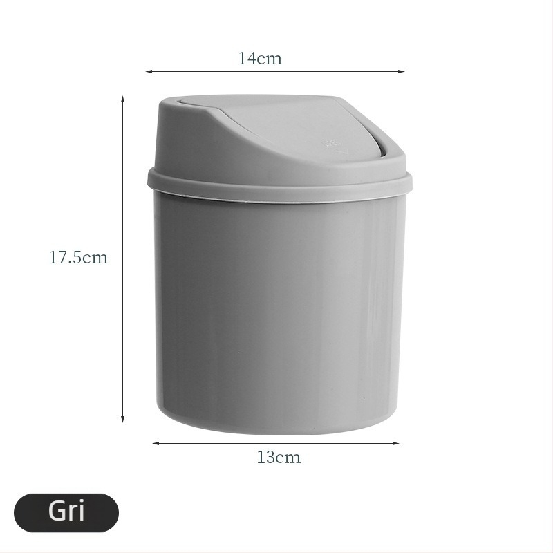 Coș de gunoi de birou din plastic cu capac basculant, mini coș de gunoi pentru uz casnic, în stil european pentru sufragerie