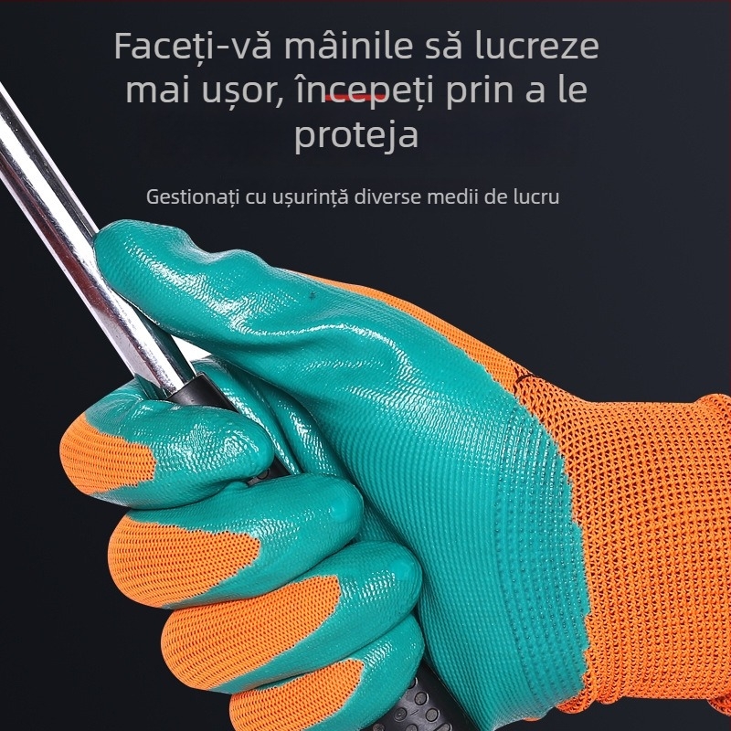 Chuangxin N5019 mănuși de protecție, rezistente la uzură, antiderapante, respirabile, din latex nitril pentru construcții