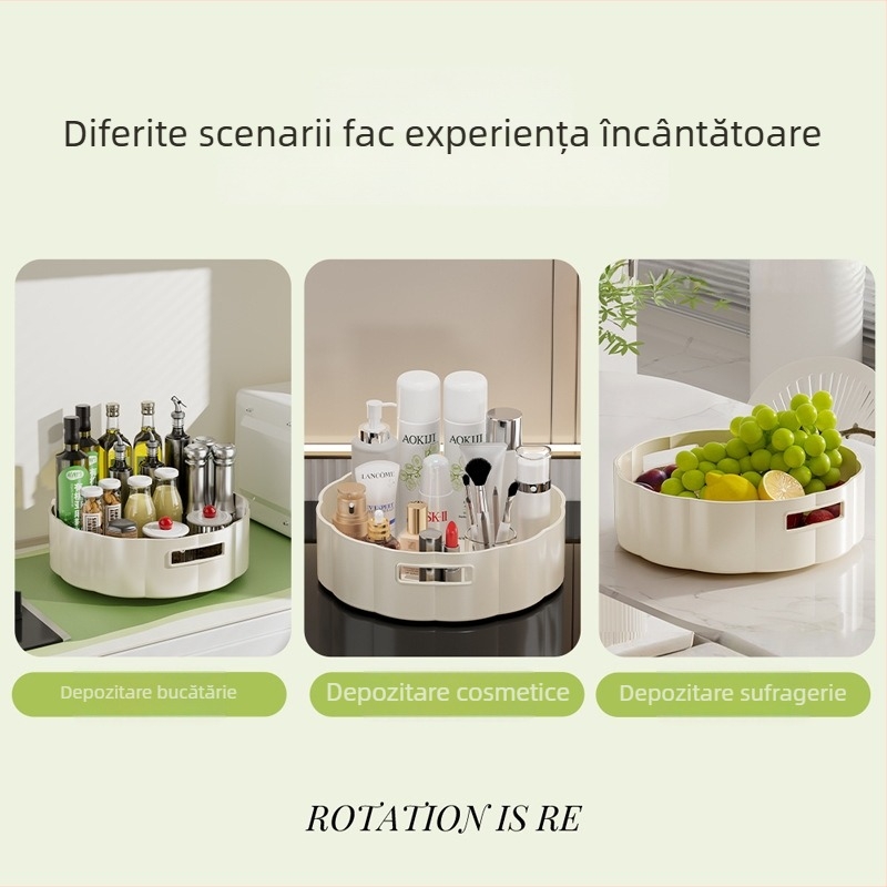 Raft rotativ pentru condimente pe blat de bucătărie, organizator multifuncțional pentru ulei, sare, sosuri și oțet