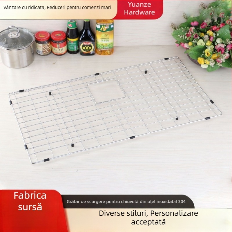 Raft de scurgere pentru legume și fructe din oțel inoxidabil 304, pentru chiuvetă, mobil, fără montaj